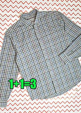 😉1+1=3 фірмова сіра чоловіча сорочка оксфорд в клітинку marks&spencer, розмір 46 - 48