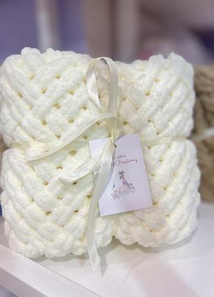 Плед м'який плюшевий, покривало дитяче 95*95 (молочний)