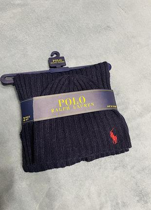 Polo ralph lauren шарф + шапка оригинал