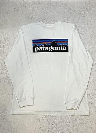 Лонгслив patagonia big logo белый оригинал