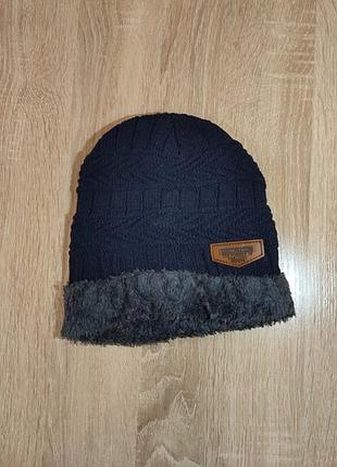 Шапка-біні з хутряною підкладкою