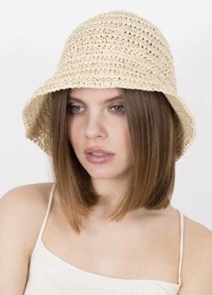 Натуральна папір 100% бежева жіноча шляпа панама соломка