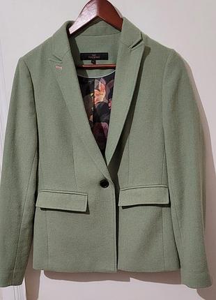 Піджак приталений теплий вовняний зелений розмір м