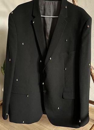 Блейзер чорний піджак зі стразами