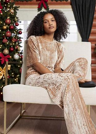 Велюровые брюки плиссе штаны missguided в рубчик бархатные