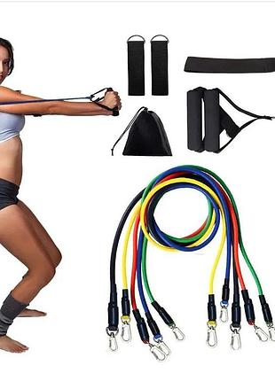 Эспандер резина для зарядок exercise pipe, эспандер резиновый жгут упражнения, фитнес резинки 5 в 1