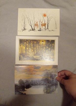 Розпродаж 2+1 три нові листівки новий рік різдво ілюстрації художників