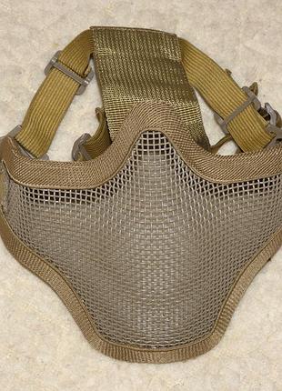 Маска защитная для страйкбола. сетка + ткань (гибрид). coyote. новая