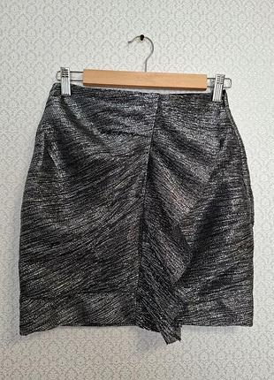 Юбка мини металлизированная maje с рюшами