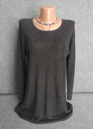 Подовжений джемпер із віскози чорного кольору з люрексовою ниткою