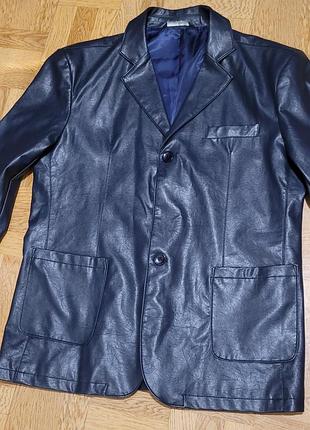 Пиджак блейзер  мужской кожаный темно-синий новый размер l