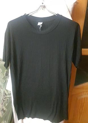 Футболка черная базовая длинная мужская натуральная оригинальная модель s/m