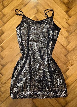 Святкова сукня wyldr london з паєтками xs чорно-срібна