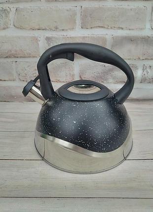 Чайник со свиском styleberg wk-1385a из нержавеющей стали 3 л черный