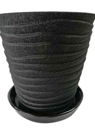 Горщик керамічний пальма кожа 2,5л чорний тм авангард