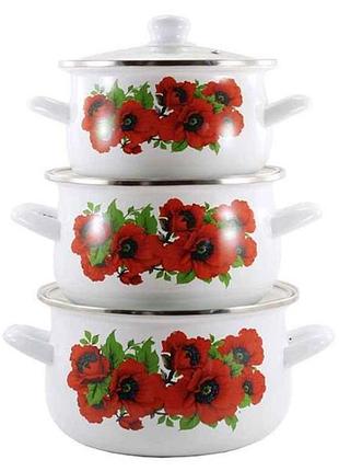 Набір каструль 2/3/4л емал. 3-пр маки 6w тм zauberg