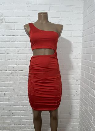 Гарна жіноча яскрава червона спокуслива сукня міні