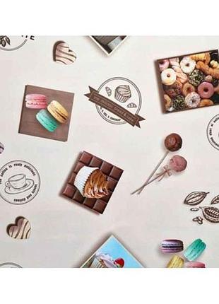 Термосерветка 2-стороння 98х58см #17 пластик тістечка/квіти на сірому тм bona domus