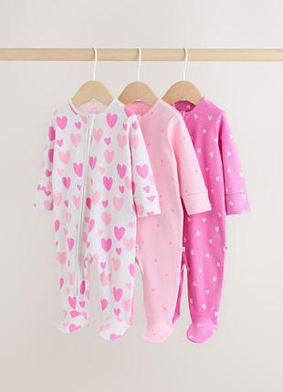 Next бавовняні чоловічки 3шт набір,англія 0-3 рочки💞