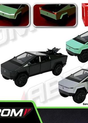 Машинка металлическая с квадроциклом tesla pickups автопром ap7726, 3 цвета