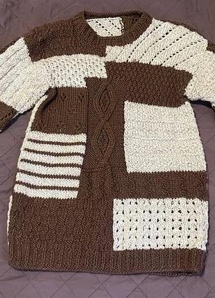 В’язаний теплий светр m | оригінальний дизайн