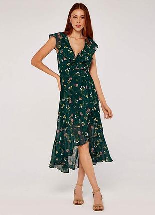 Нова міді сукня apricot з оборками у квітковий принт