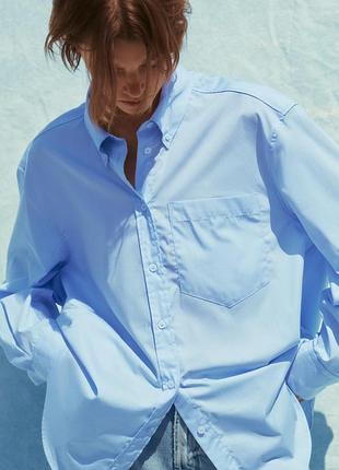 Поплінова сорочка оверсайз zara