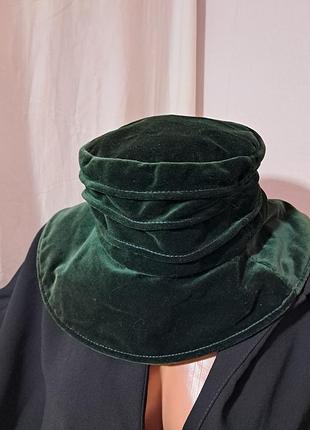 Вінтажний оксамитовий зелений жіночий капелюх