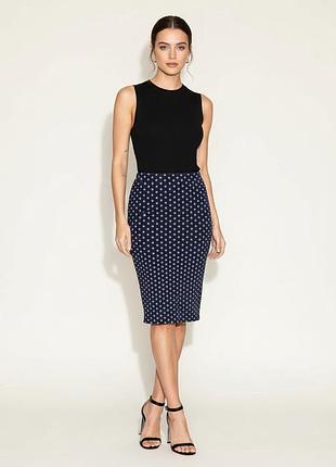 Спідниця олівець zara в горошок синя на резинці s