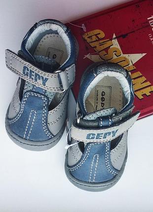 Кожаные синие детские высокие туфли ботинки для мальчика для девочки gepy 🇫🇷  19 размер