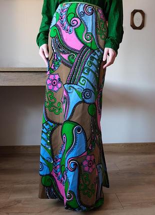 Вінтажна оксамитова максі спідниця яскрава стилі хіпі 70-х