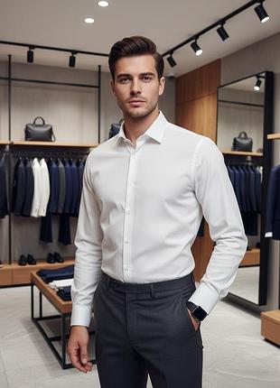 Сорочка чоловіча біла next біла xxl- 3xl бавовна