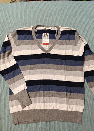 Новий пуловер у смужку котон xl