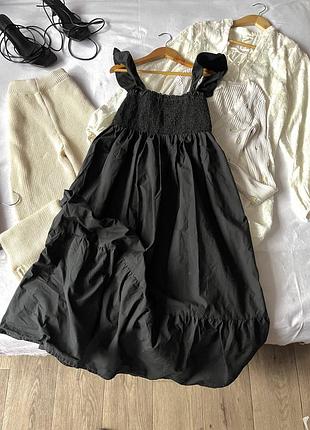 Чорна сукня міді трапеція котон