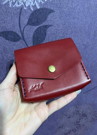 Кошелек из натуральной кожи, красный