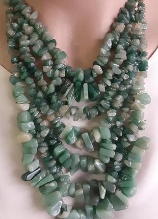 Вінтажне багатошарове намисто з нефриту