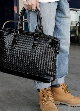 Мужская плетеная офисная сумка для документов формат а4