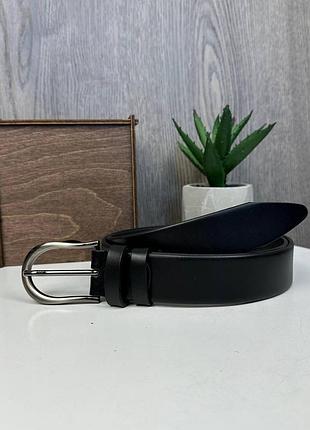 Классический женский кожаный ремень черный, пояс натуральная кожа