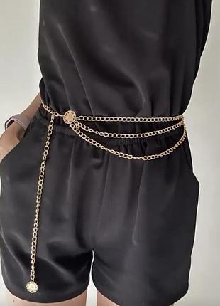 Пояс ланцюжок цепочка багатошаровий золотистий стильний модний новий на сукню на талію аксесуар для жінок