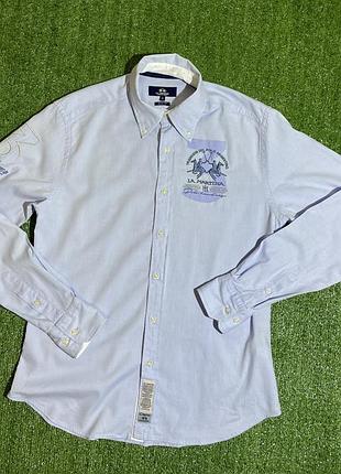 La martina чоловіча  сорочка світло-бдакитного кольору розмір s-m