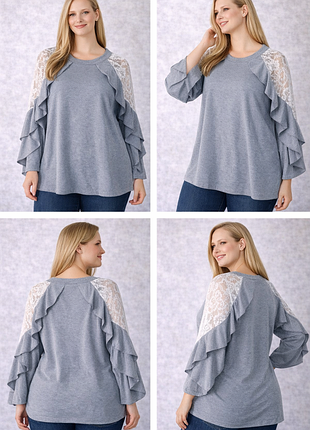 Женская блуза с кружевными рукавами