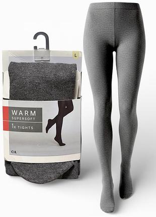 Суперм’які теплі трикотажні жіночи колготки modal, сірий меланж, c&a