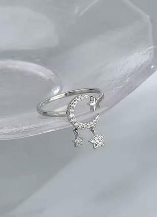 Серебряная кольца с луной и фианитами 925
