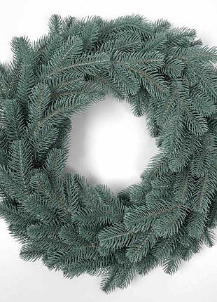 Великий різдвяний хвойний вінок lux литий, блакитний, 60 см