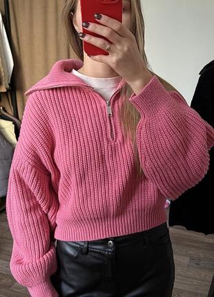 Рожевий светр з блискавкою primark розовый свитер со змейкой