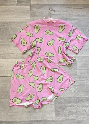 Піжама котон жіноча з авокадо домашня футболка шорти зручна