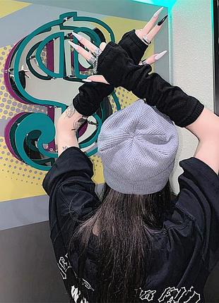 Митенки в стиле панк черные 6968 черные мытенки хорошего качества