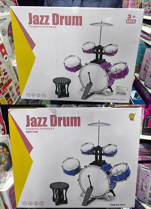 Дитяча барабанна установка зі стільчиком 5 барабанів тарілка jazz drum