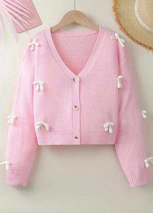 Трендовая кофточка с бантиками, кардиган для девочки, свитер, реглан