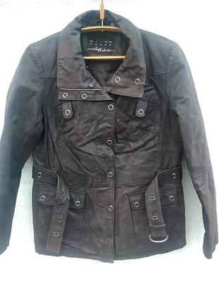 Кожаная куртка под пояс tcm tchibo на утеплителе